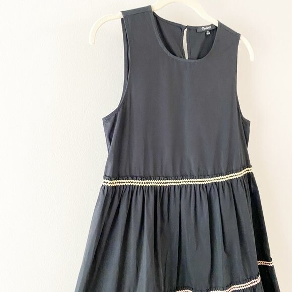 Madewell Black Rickrack Cattail Tiered Sleeveless Colorful Lace Maxi Dress XS - Picture 2 of 9